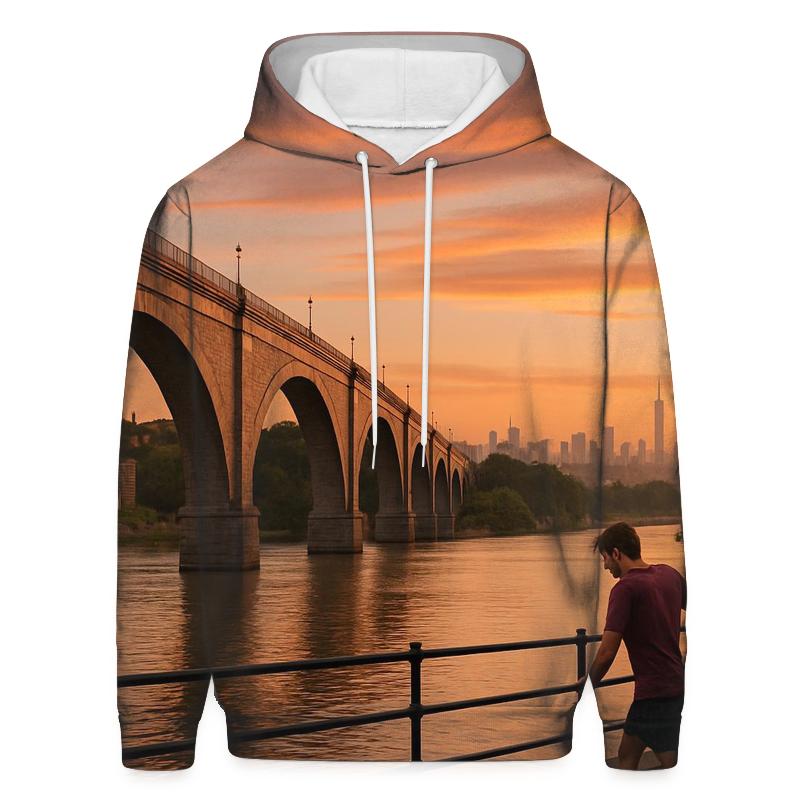 Harlem River Sunset With High Bridge And Distant Midtown lightweight hoodies