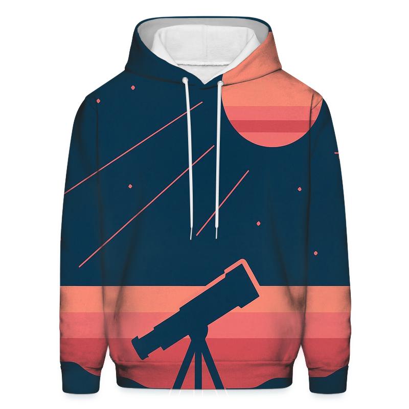 Synthwave Telescope Silhouette heavyweight hoodies