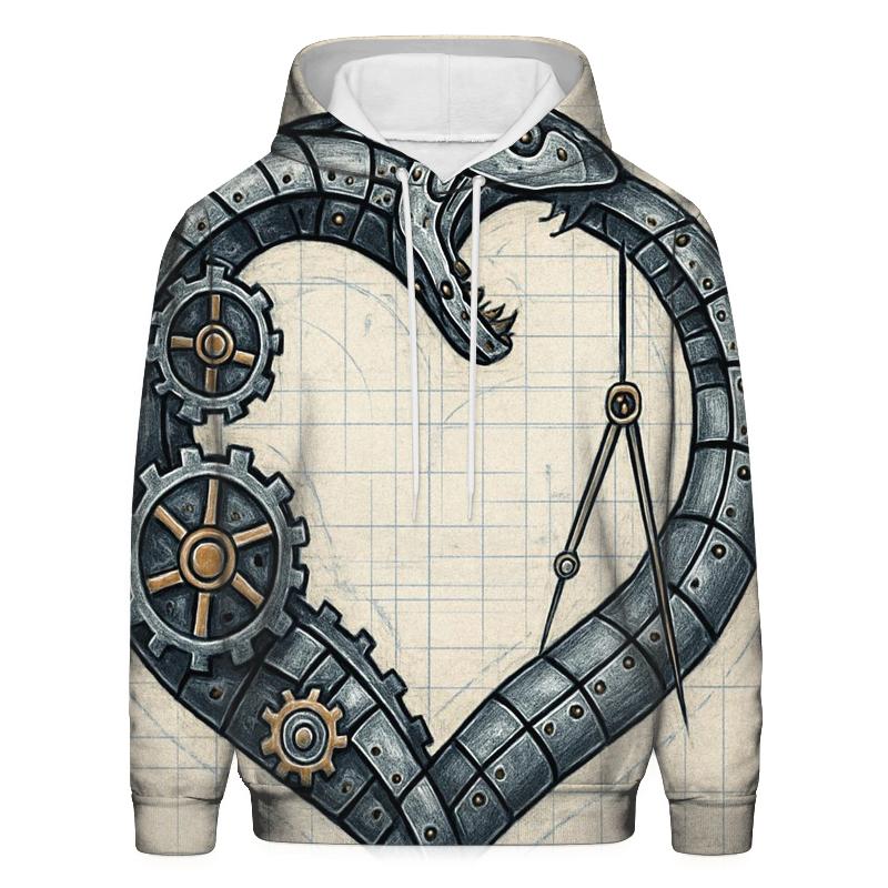 Clockwork Ouroboros Blueprint Heart custom hoodies