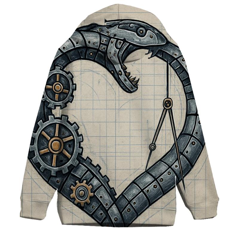 Clockwork Ouroboros Blueprint Heart custom hoodies