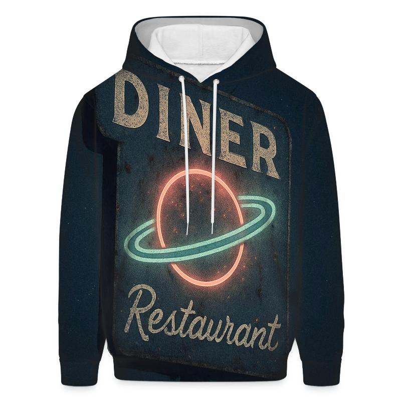 Retro Cosmic Diner Neon Sign printed hoodies