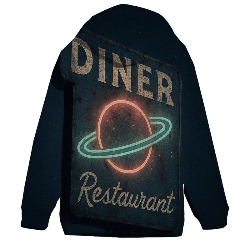 Retro Cosmic Diner Neon Sign printed hoodies