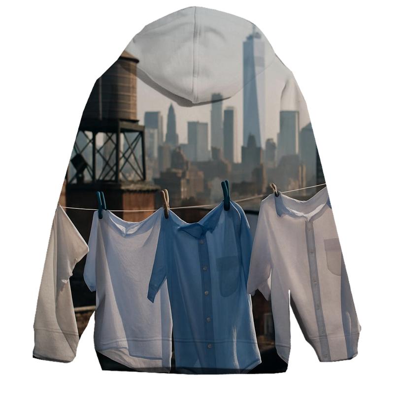 Chinatown Rooftop Laundry Lines With Downtown Skyline Beyond lightweight hoodies