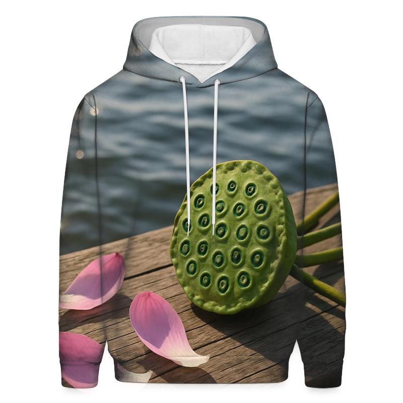 Lotus Seed Pod Study At A Lakeside Pier custom hoodies