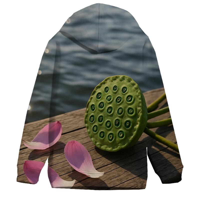 Lotus Seed Pod Study At A Lakeside Pier custom hoodies