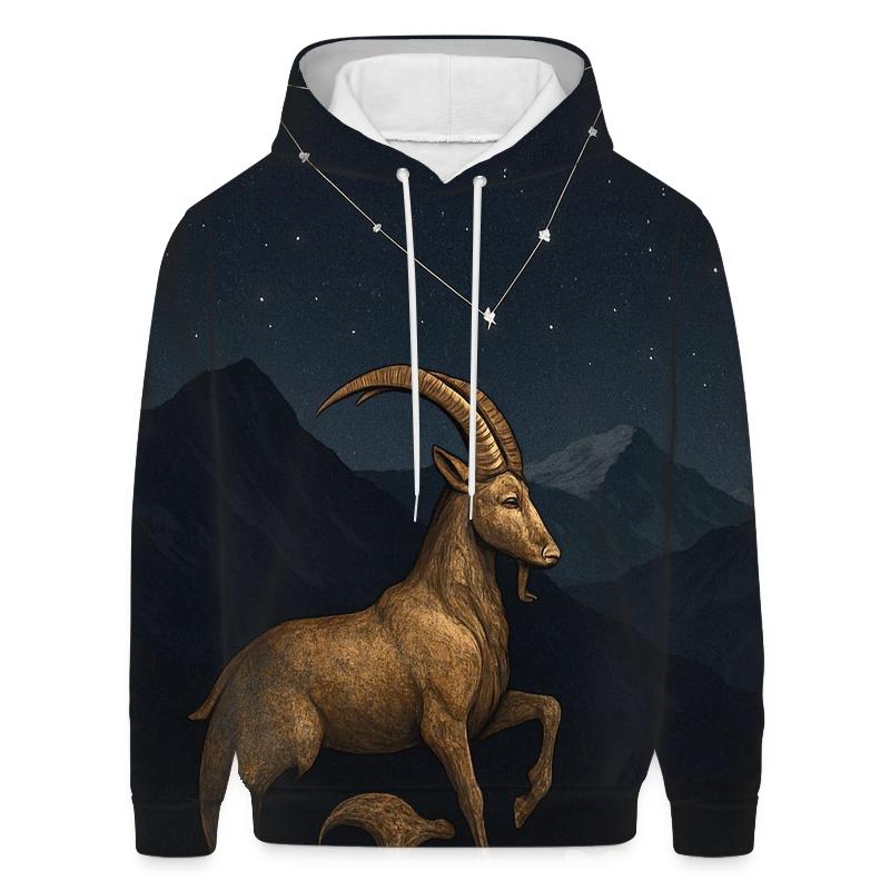 Capricorn Sea Goat Over Mountain Night heavyweight hoodies