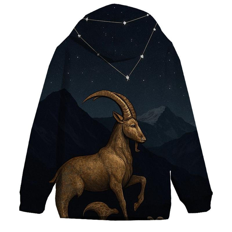 Capricorn Sea Goat Over Mountain Night heavyweight hoodies