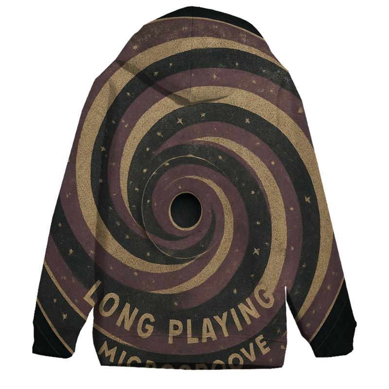 Worn Vinyl Record Galaxy Label printed hoodies