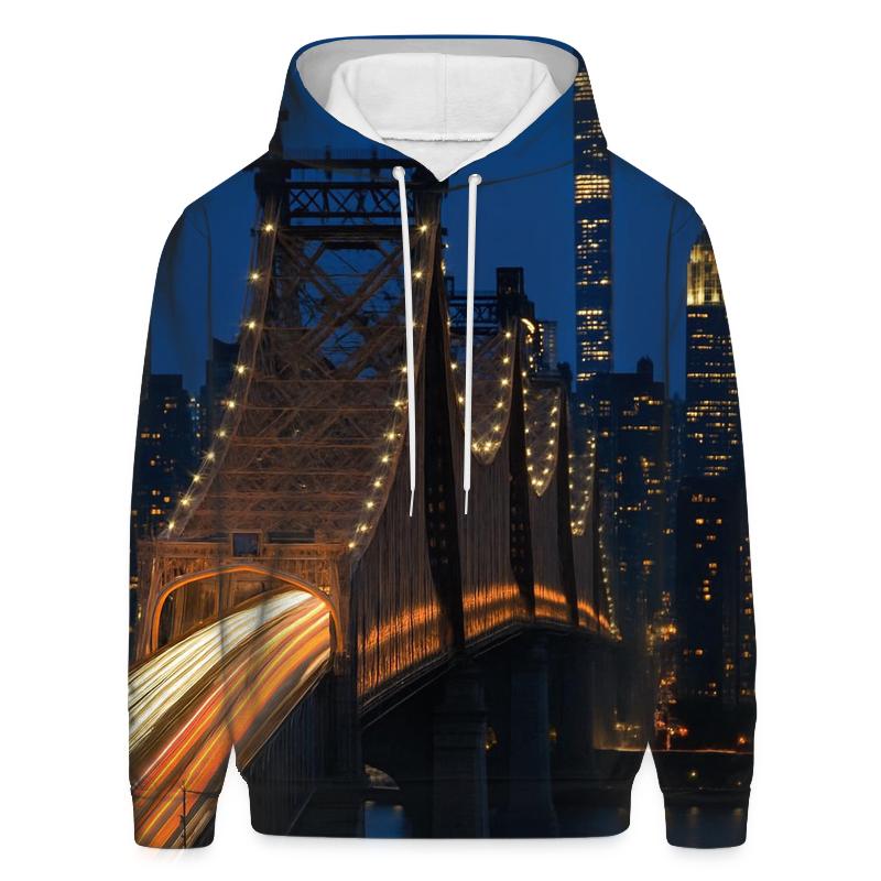 Queensboro Bridge Traffic Ribbons Seen From A Long Lens zip-up hoodies