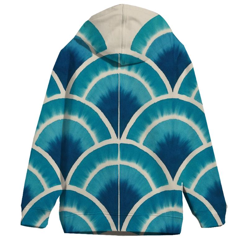 Shibori Fan Fold Nebula Arcs embroidered hoodies