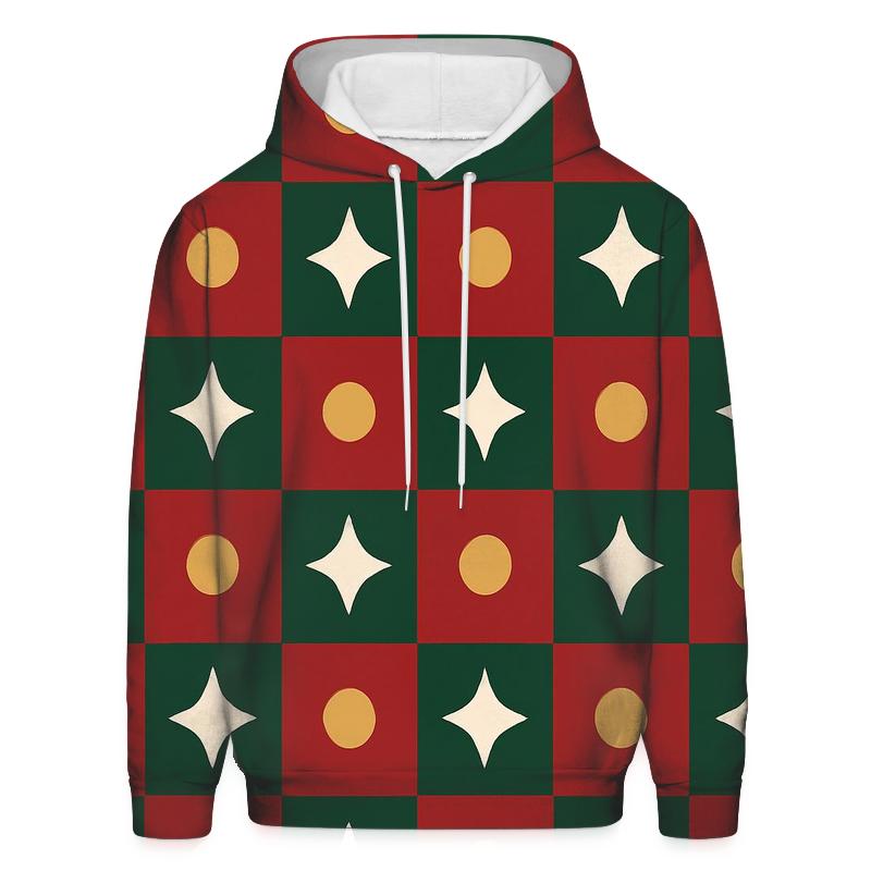Festive Star Quilt Checkerboard graphic hoodies