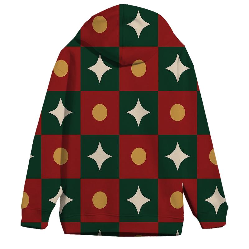 Festive Star Quilt Checkerboard graphic hoodies