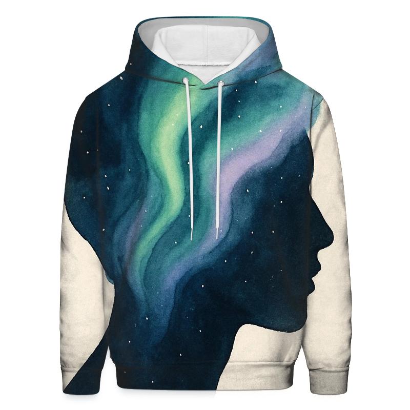 Aurora Ink Wash Portrait printed hoodies