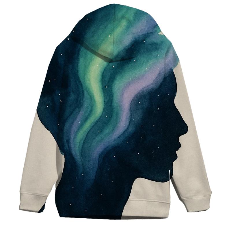 Aurora Ink Wash Portrait printed hoodies