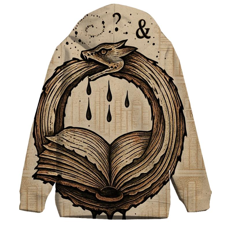 Library Ouroboros Of Folding Pages zip-up hoodies