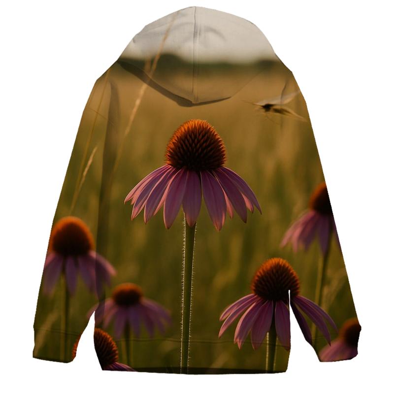 Wild Prairie Coneflower And Pollinator Path Blur pullover hoodies