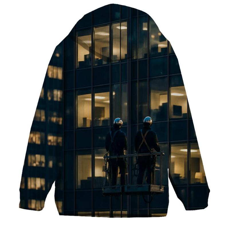 Night Work Window Cleaners Against The Midtown Grid premium hoodies