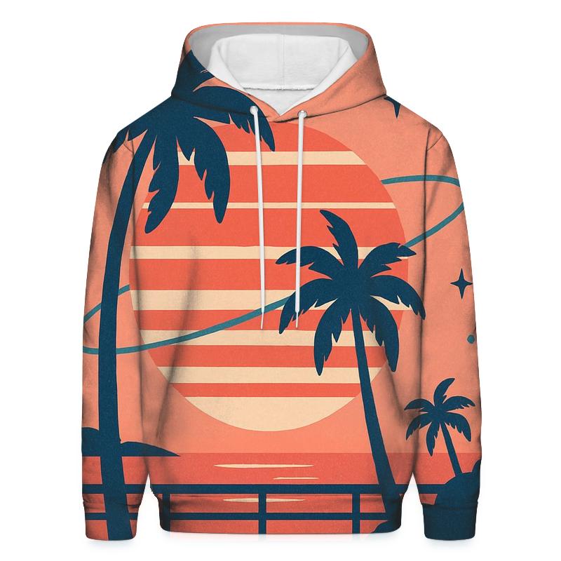 Sunset Orbit Palm Postcard embroidered hoodies