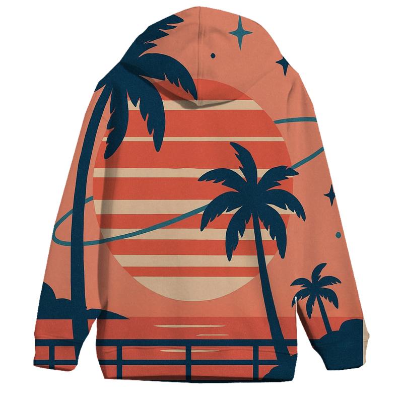 Sunset Orbit Palm Postcard embroidered hoodies