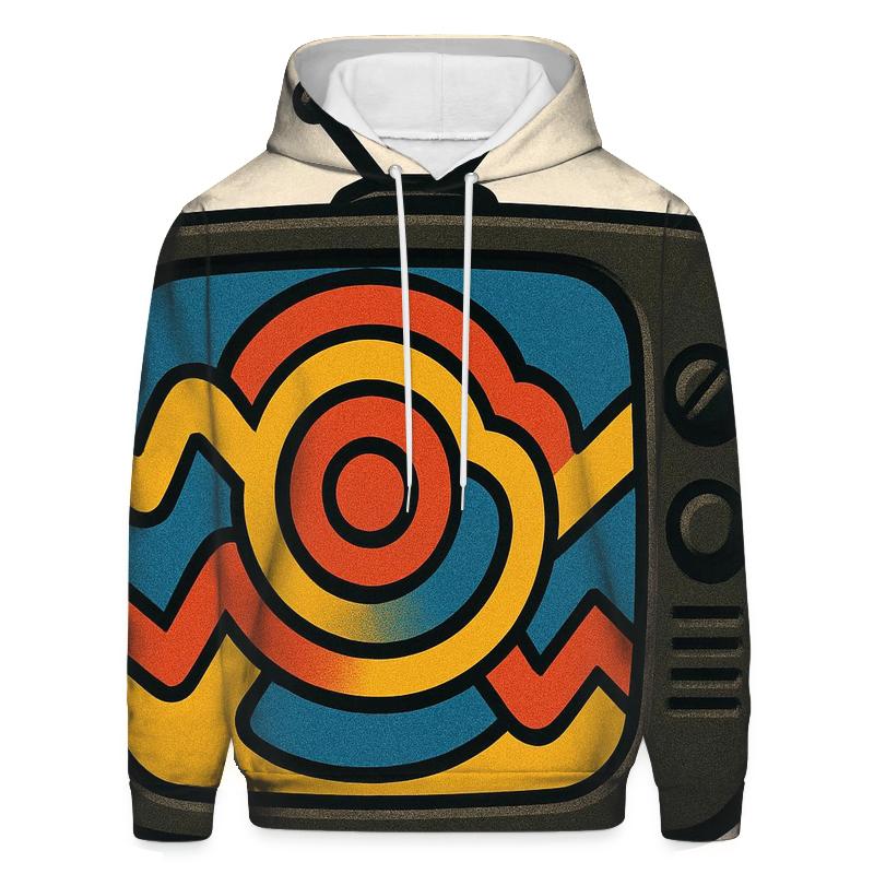 Retro TV Signal Bloom printed hoodies