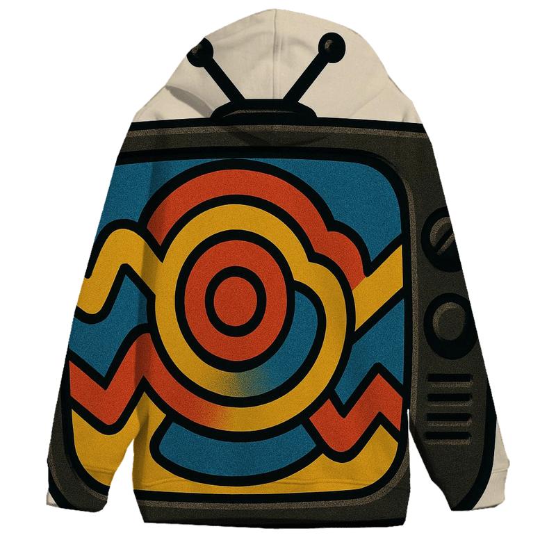 Retro TV Signal Bloom printed hoodies