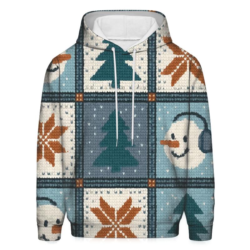 Snowman Satellite Dish Patchwork Design custom hoodies