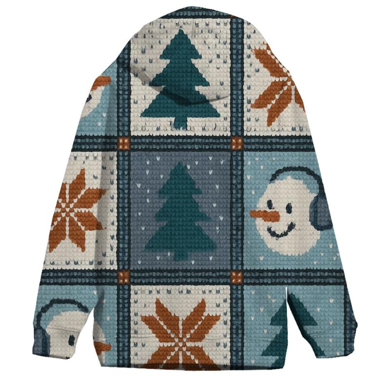 Snowman Satellite Dish Patchwork Design custom hoodies