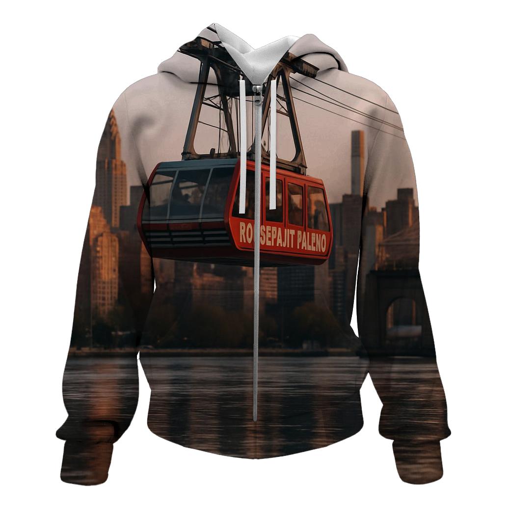 First Light Over Roosevelt Island Tramway zip-up hoodies