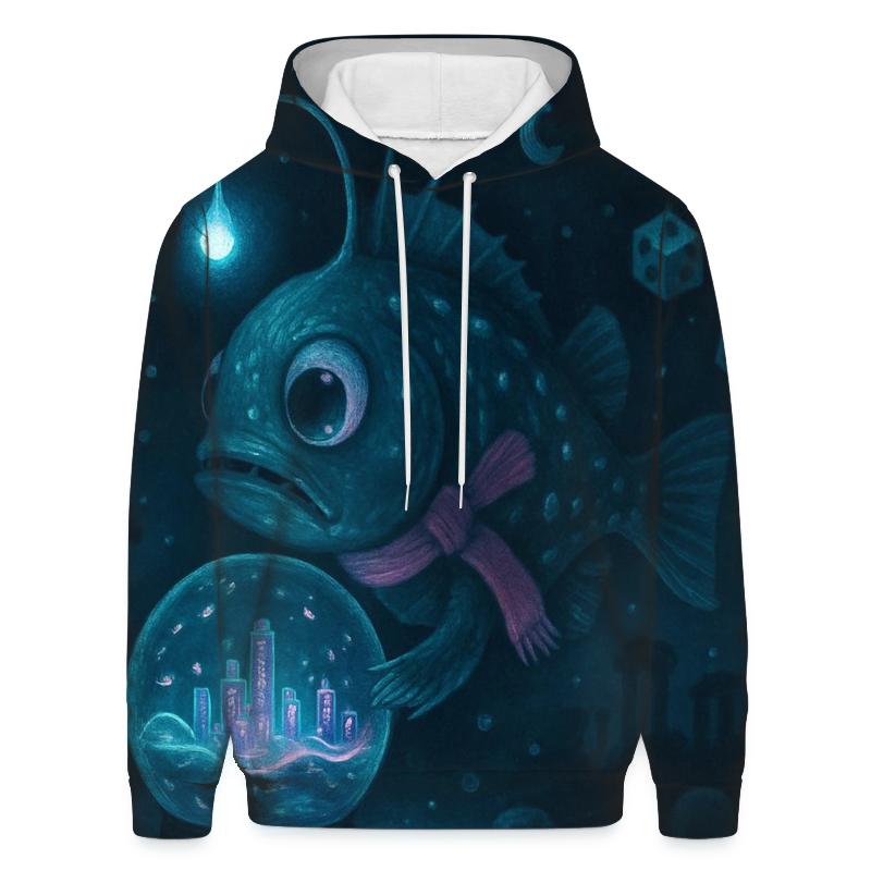Lanternfish In A Snow Globe City zip-up hoodies