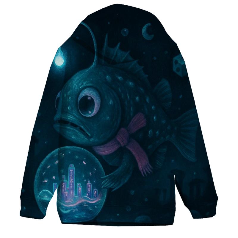 Lanternfish In A Snow Globe City zip-up hoodies