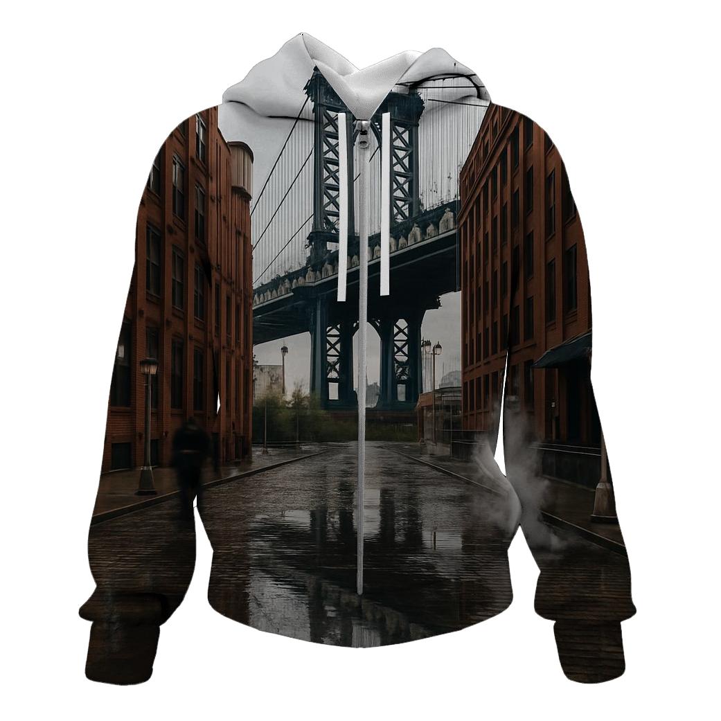 After Rain Steam Rising On The Manhattan Bridge Overlook lightweight hoodies