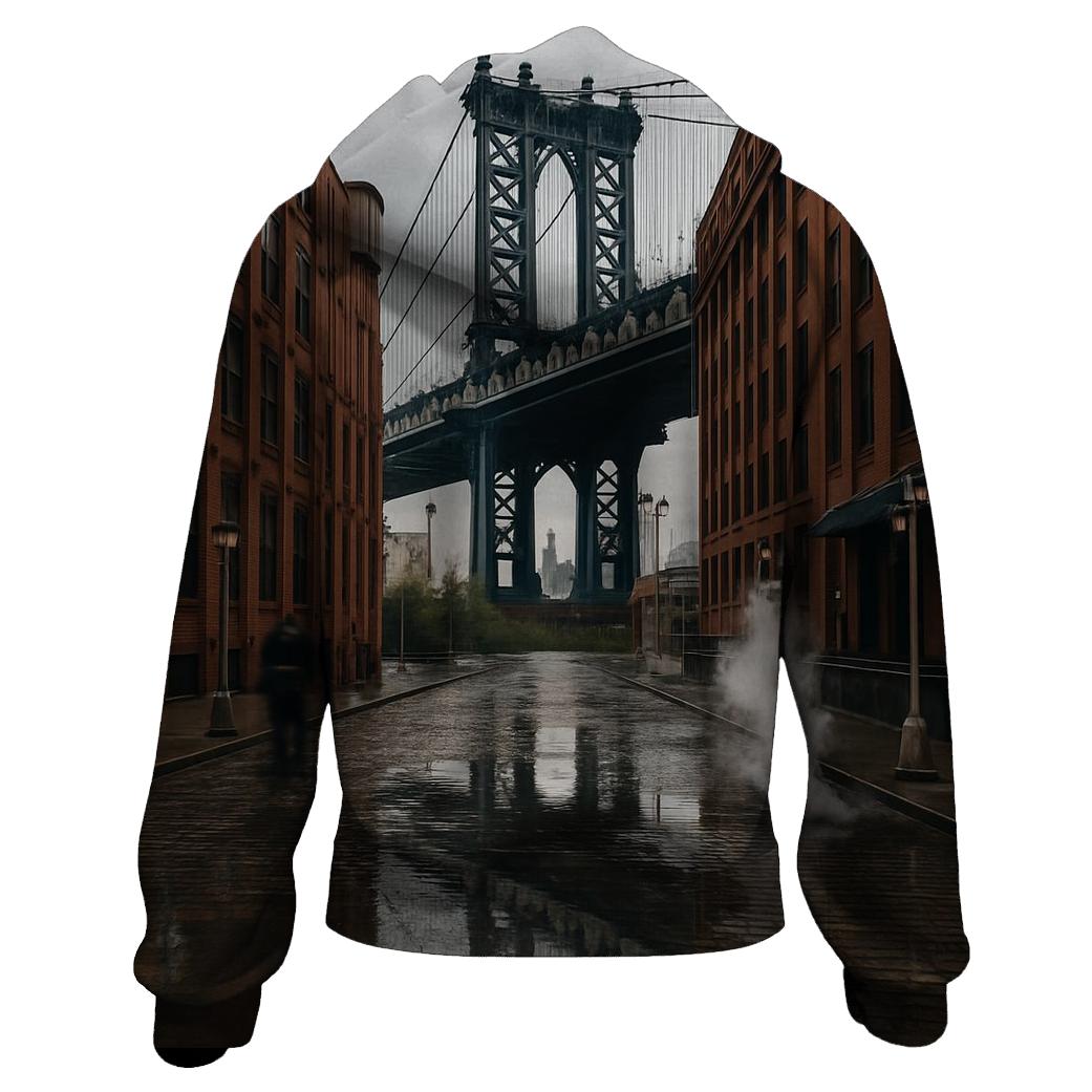 After Rain Steam Rising On The Manhattan Bridge Overlook lightweight hoodies