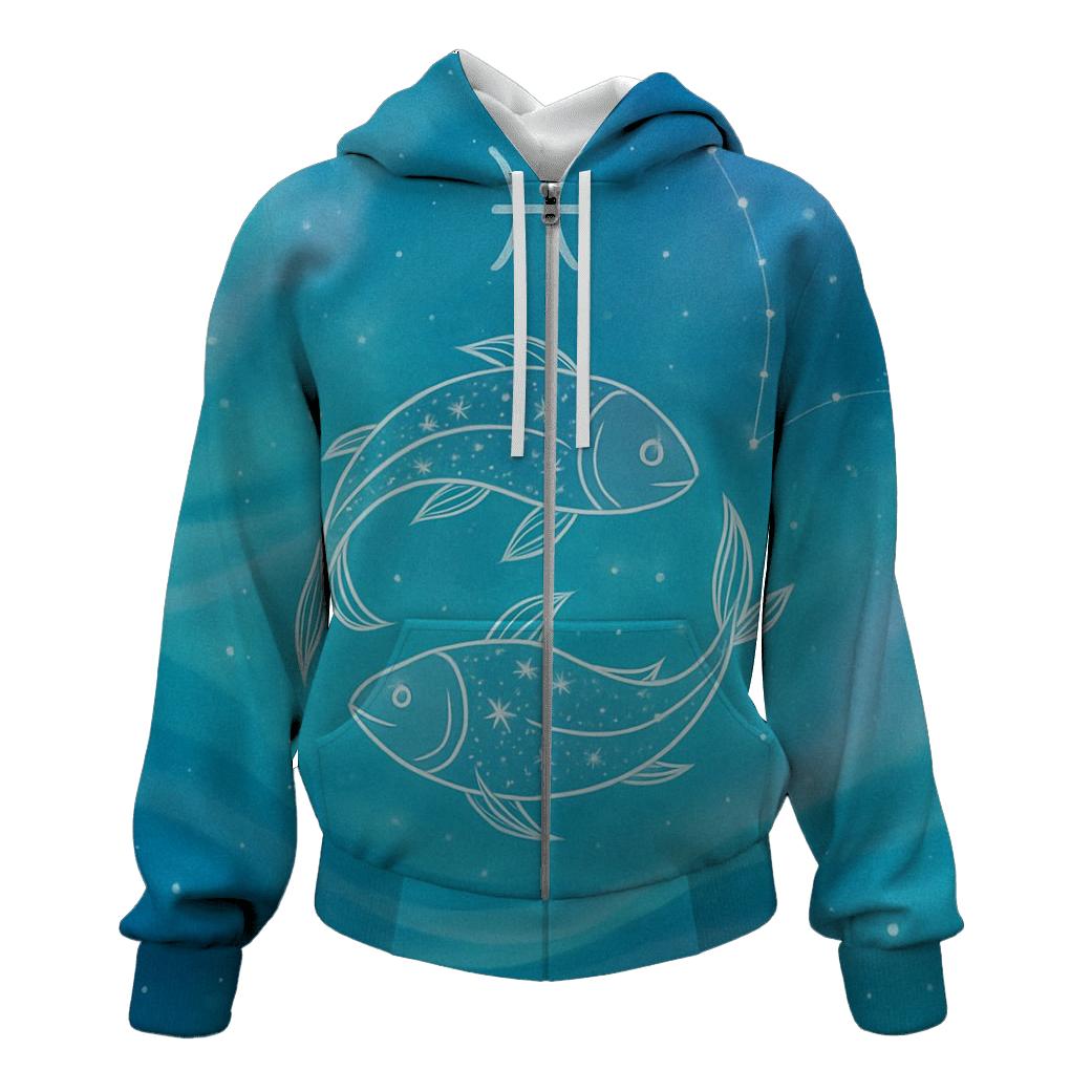 Pisces Twin Fish Dream Current embroidered hoodies