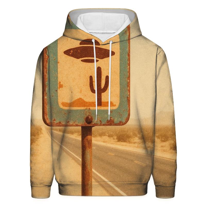 Weathered Desert UFO Road Sign hoodie designs