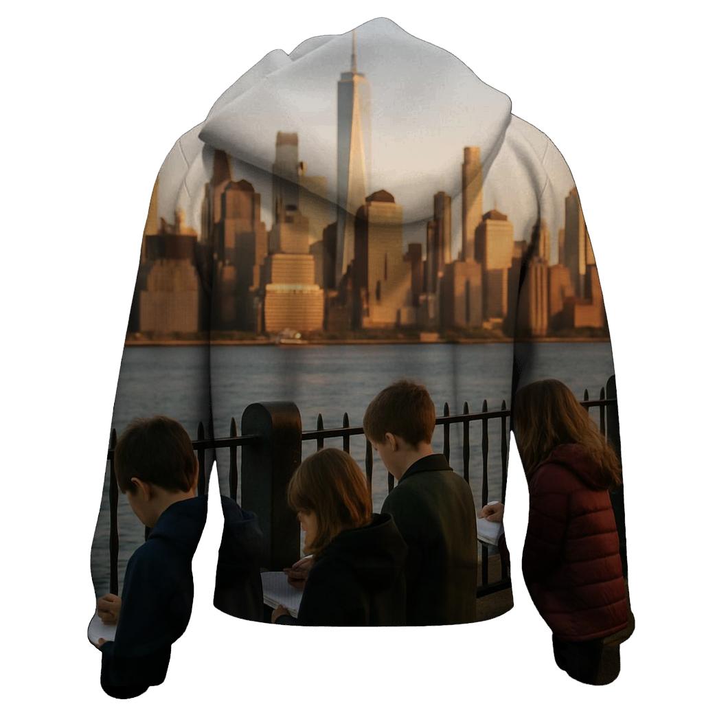 Golden Hour From Brooklyn Heights Promenade With School Group embroidered hoodies