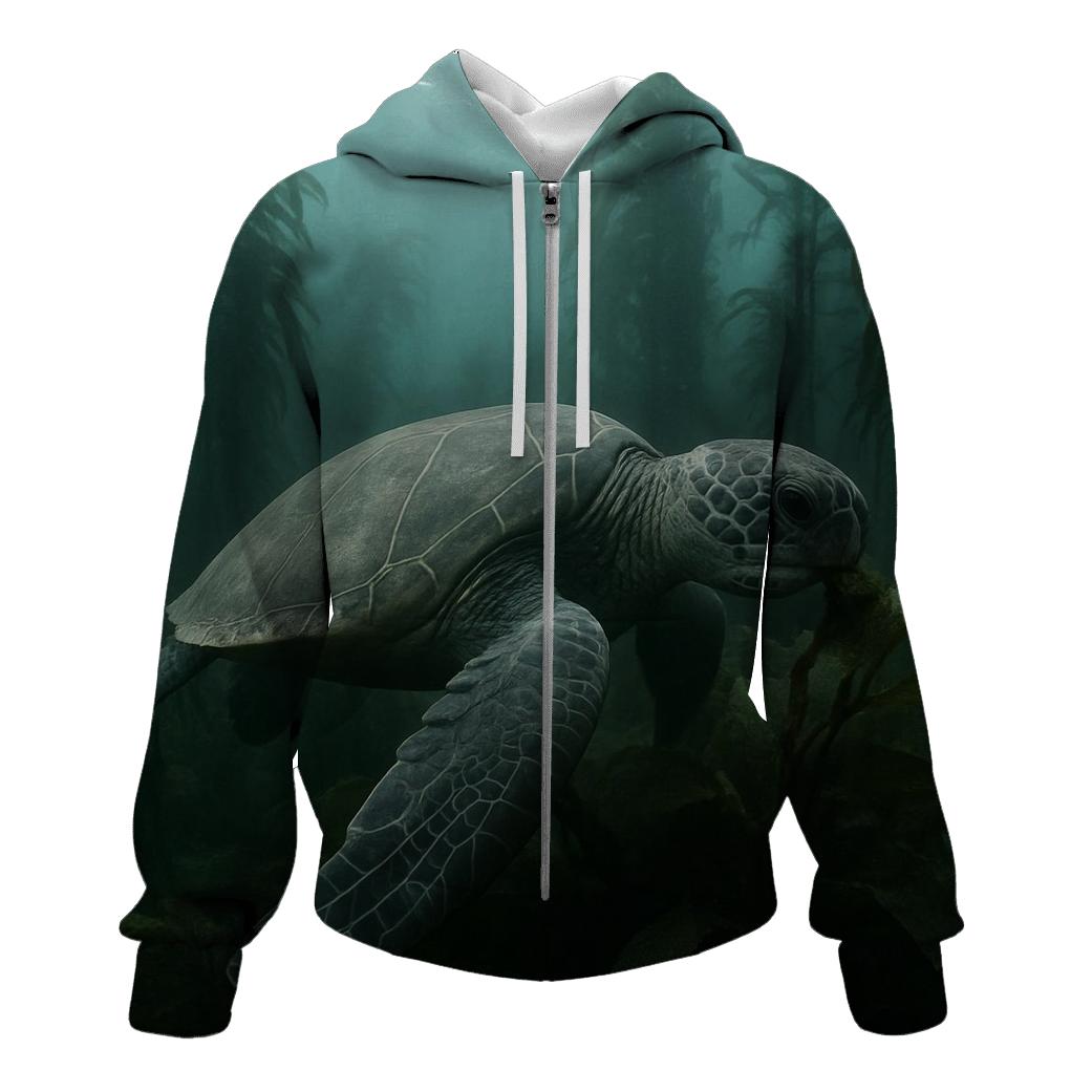 Kelp Forest Glide Green Sea Turtle custom hoodies