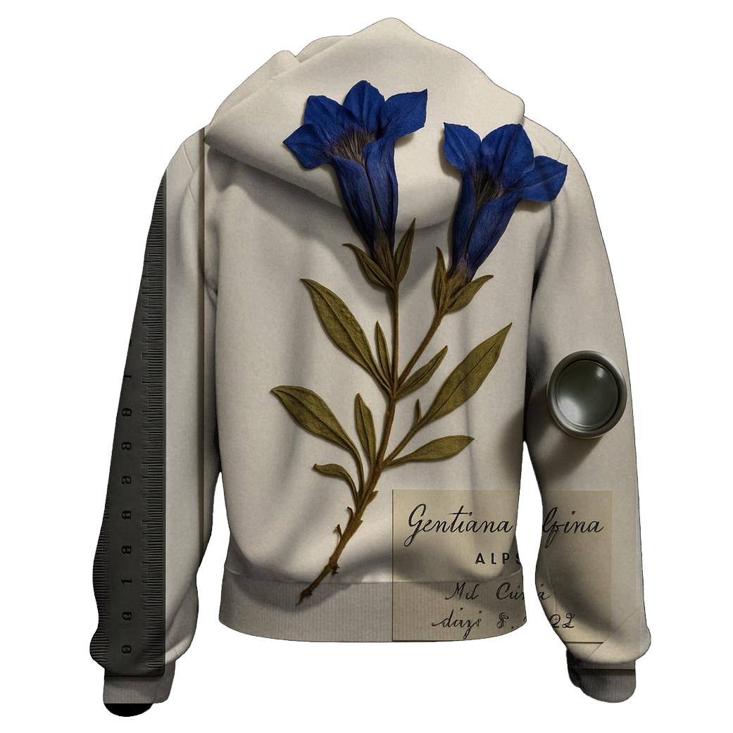 Pressed Herbarium Sheet With Alpine Gentian lightweight hoodies