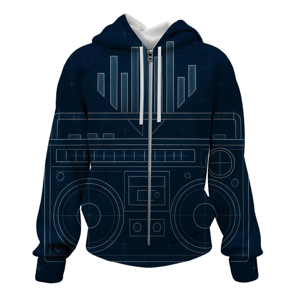Boombox Blueprint Burst hoodie designs