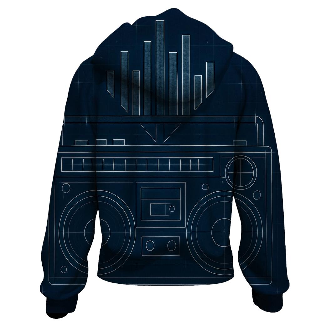 Boombox Blueprint Burst hoodie designs