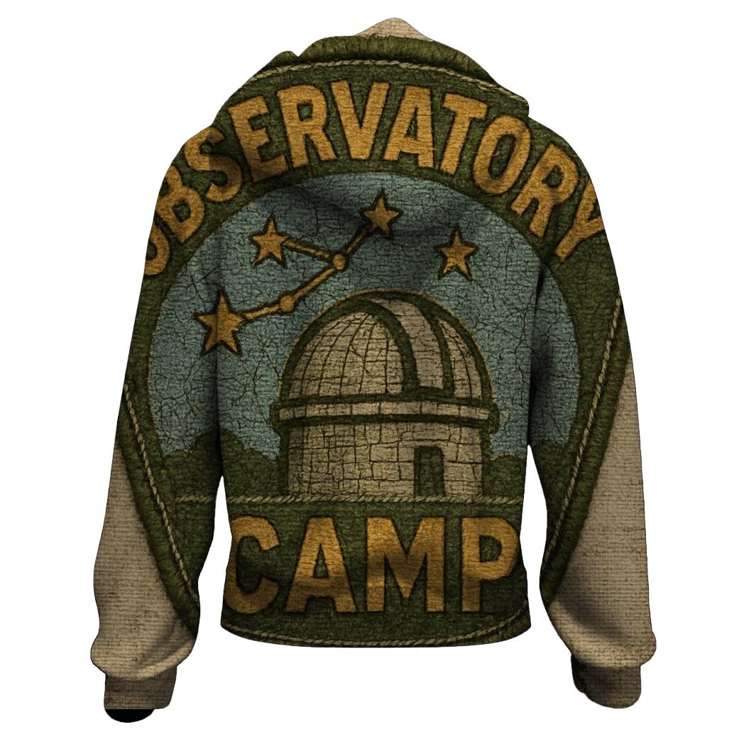 Distressed Observatory Camp Patch lightweight hoodies