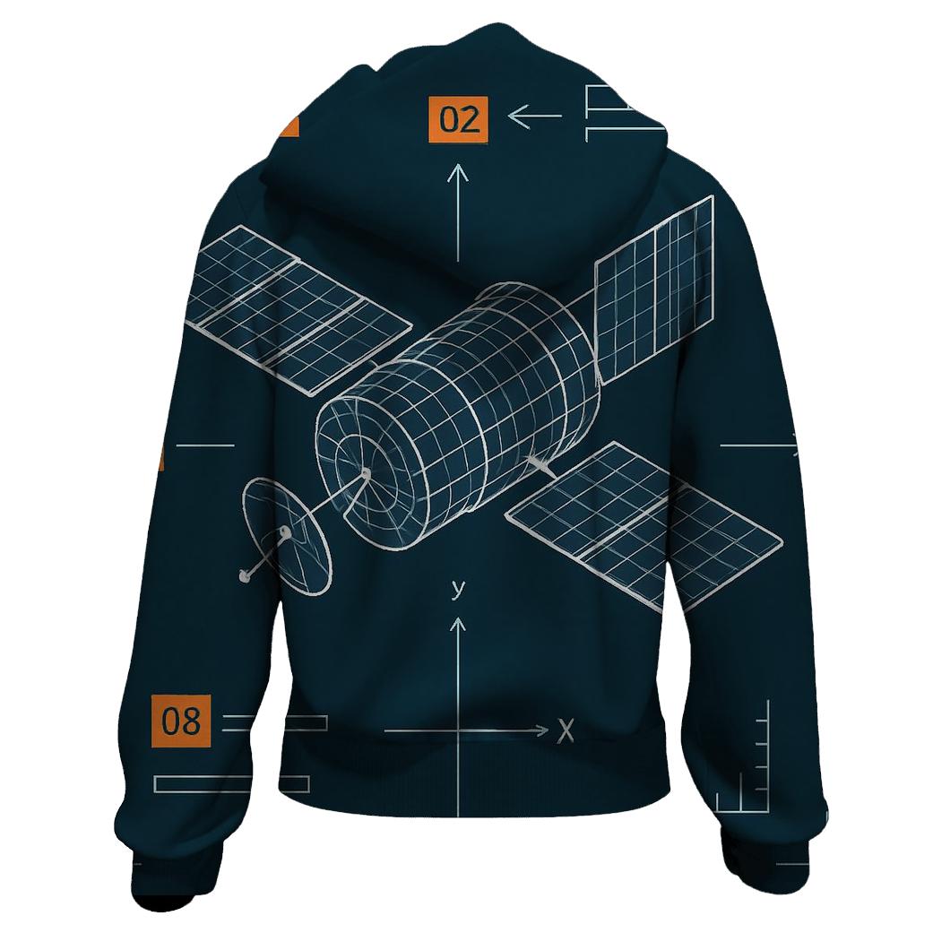 Neon Wireframe Satellite Blueprint hoodie trends