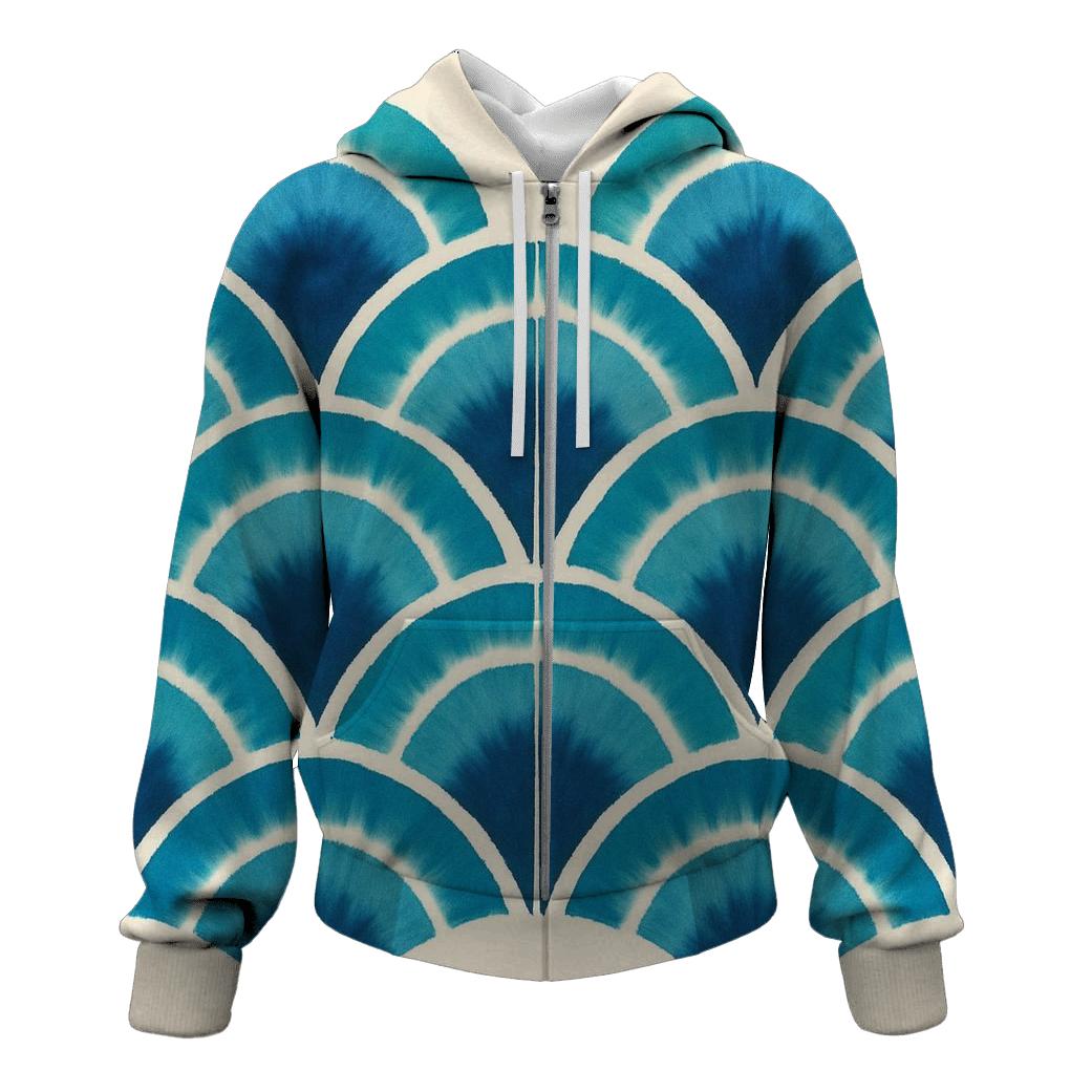 Shibori Fan Fold Nebula Arcs hoodie styles