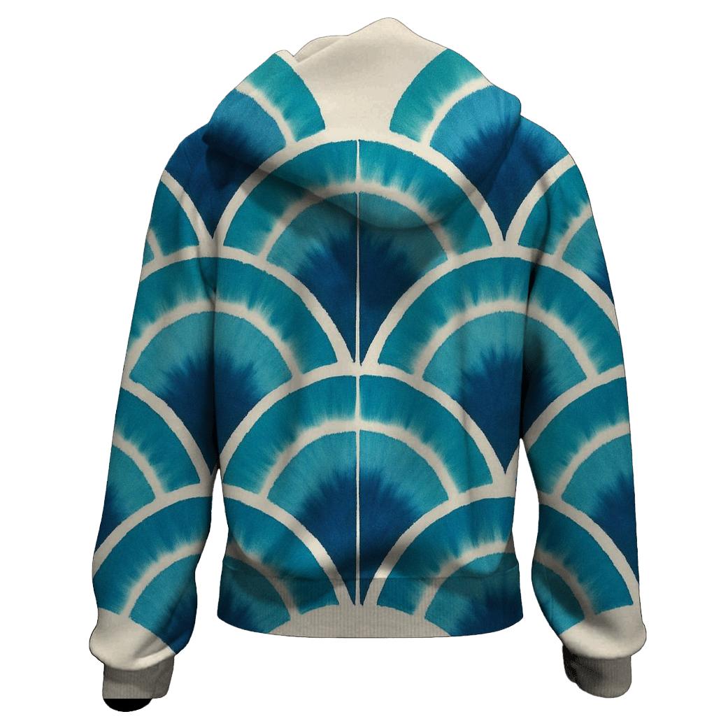 Shibori Fan Fold Nebula Arcs hoodie styles