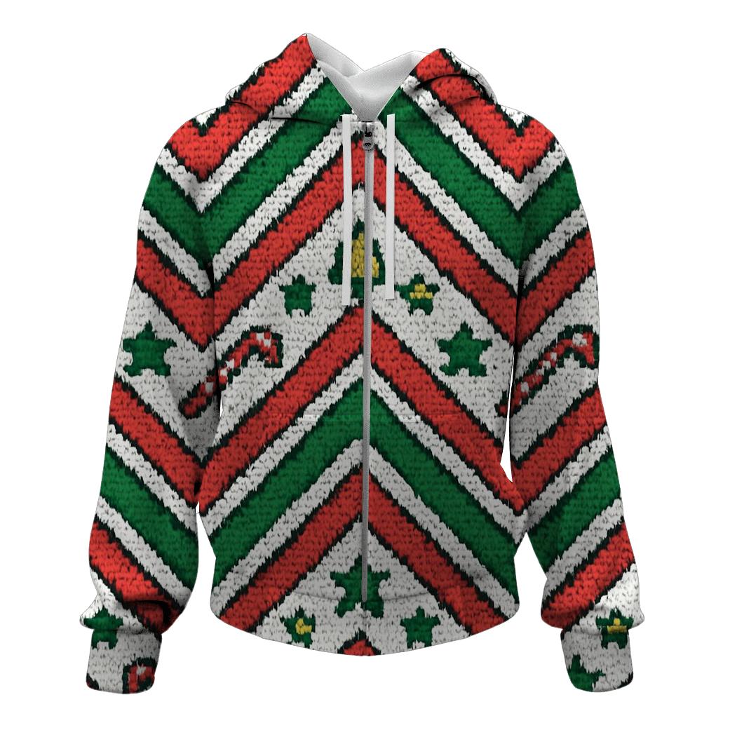 Candy Cane Warp Tunnel Chevron Design embroidered hoodies