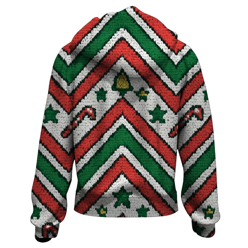 Candy Cane Warp Tunnel Chevron Design embroidered hoodies