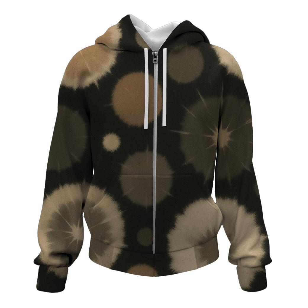 Reverse Tie Dye Dark Matter Bloom zip-up hoodies