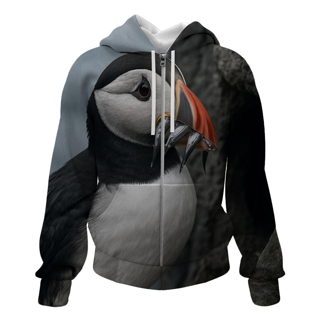 Basalt Cliff Nursery Atlantic Puffin zip-up hoodies
