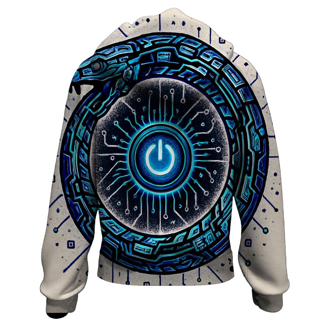 Neon Circuit Ouroboros Halo heavyweight hoodies