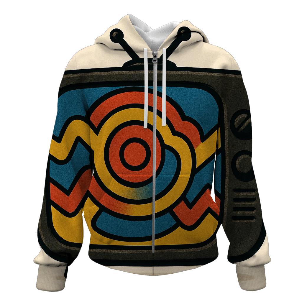 Retro TV Signal Bloom premium hoodies
