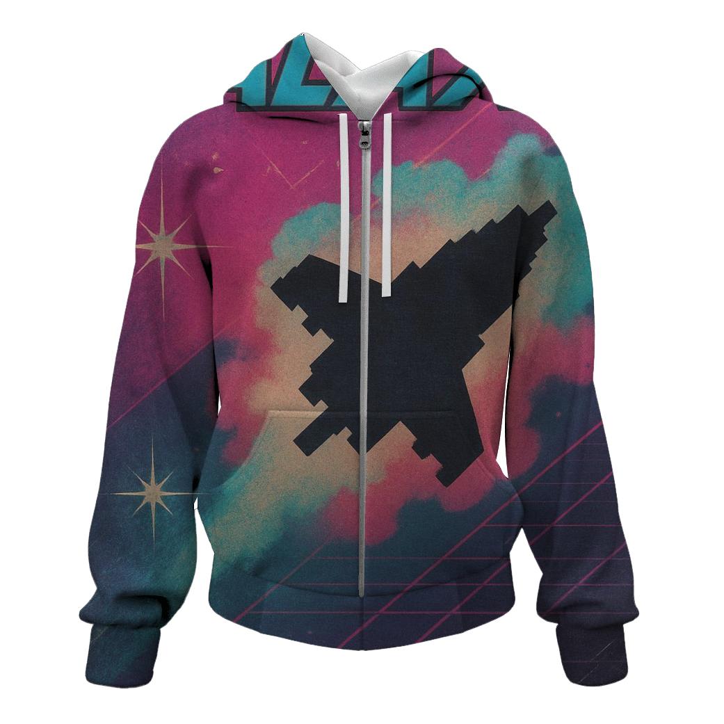 Retro Arcade Nebula Cabinet Art embroidered hoodies